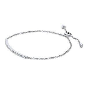 Berricle 925 Sterling Silver CZ Bar Adjustable Chain Bracelet